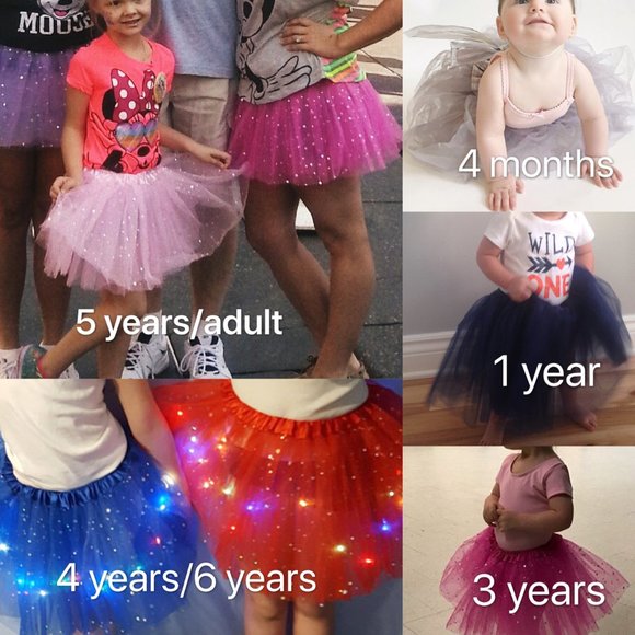 LED Rainbow Sparkle 4 full layer tutu LED light unicorn hairband wings set - Picture 7 of 9